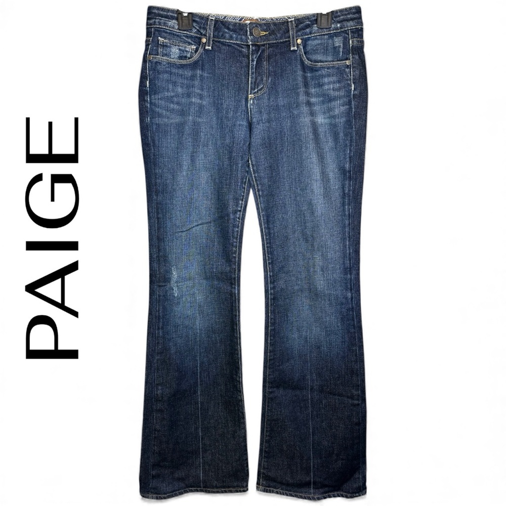 PAIGE Laurel Canyon Bootcut Denim Jeans Dark Blue Size 30 / 10 EUC - Picture 1 of 16
